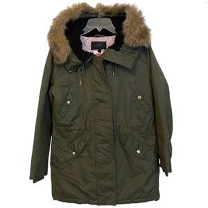 J. Crew Perfect Winter Parka with Faux Fur Hood